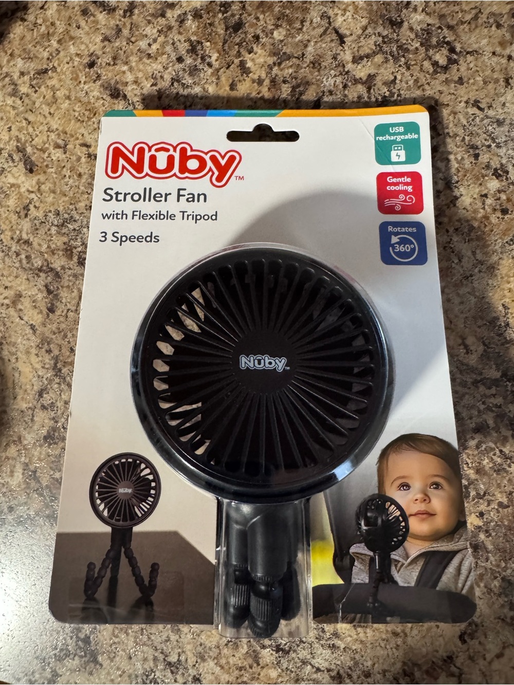 Nuby Black Stroller Fan with Flexible Tripod - 3 Speeds